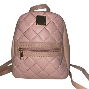 Pink Micro Backpack Quilted Faux Leather Unbranded No Lining Extra Long Straps